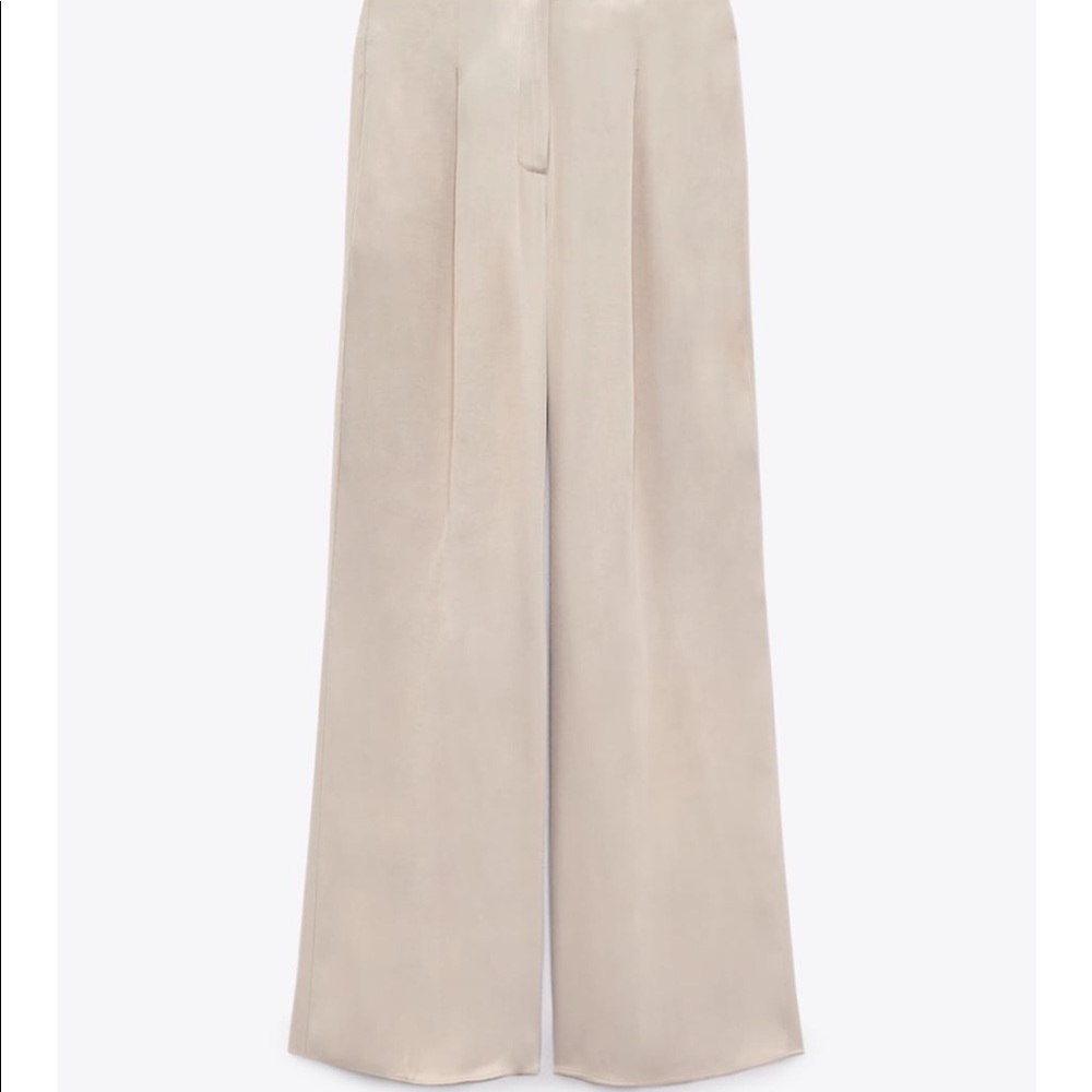 Beige satin effect Zara trouser size small NWT